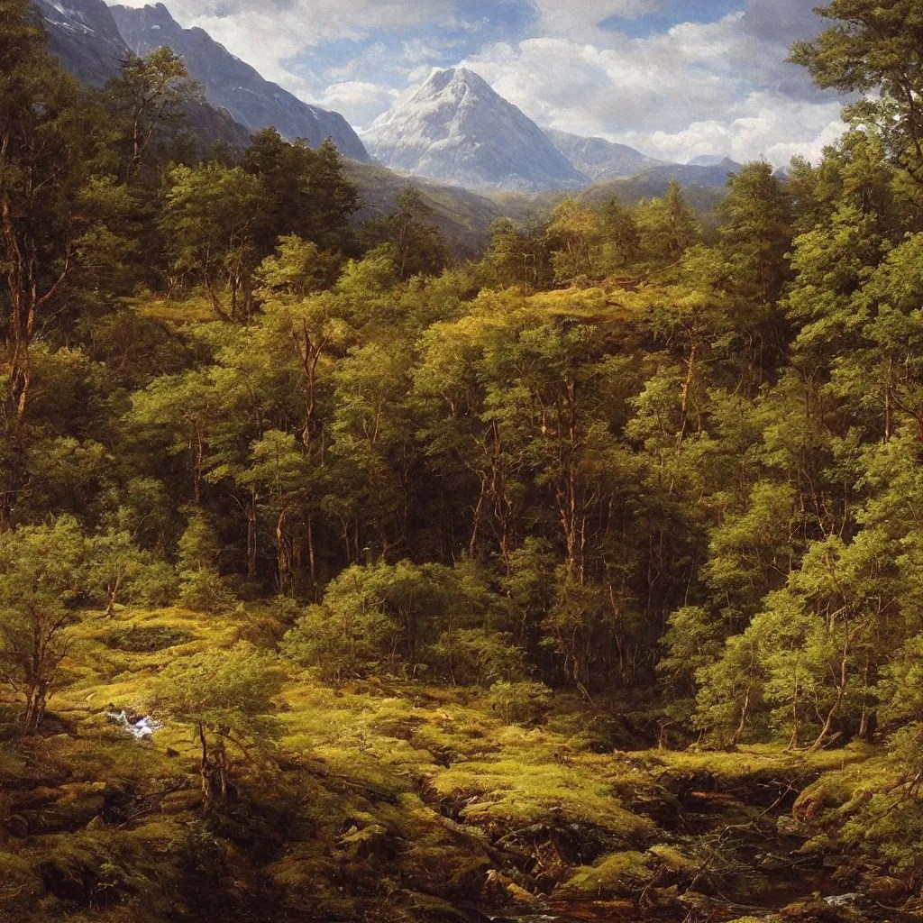 scottish highlands, natural lighting, painting by ivan Stable