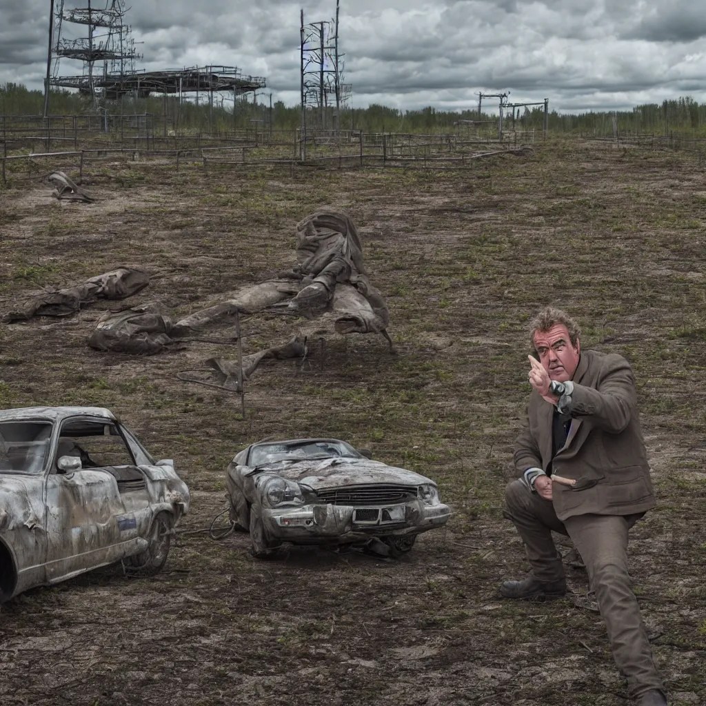 top gear, jeremy clarkson, drifting in chernobyl zone, Stable Diffusion