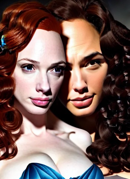 a christina hendricks and gal gadot hyrid, Stable Diffusion