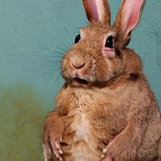 an ugly rabbit riding a hen Stable Diffusion