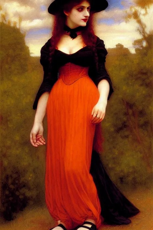 victorian vampire in orange dress, painting by Stable Diffusion OpenArt