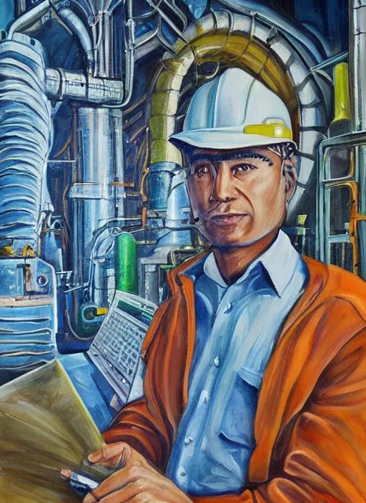 a beautiful painting of an engineer working for an Stable Diffusion