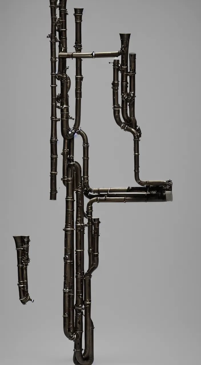 a wind musical instrument with ceramic pipes in the Stable Diffusion
