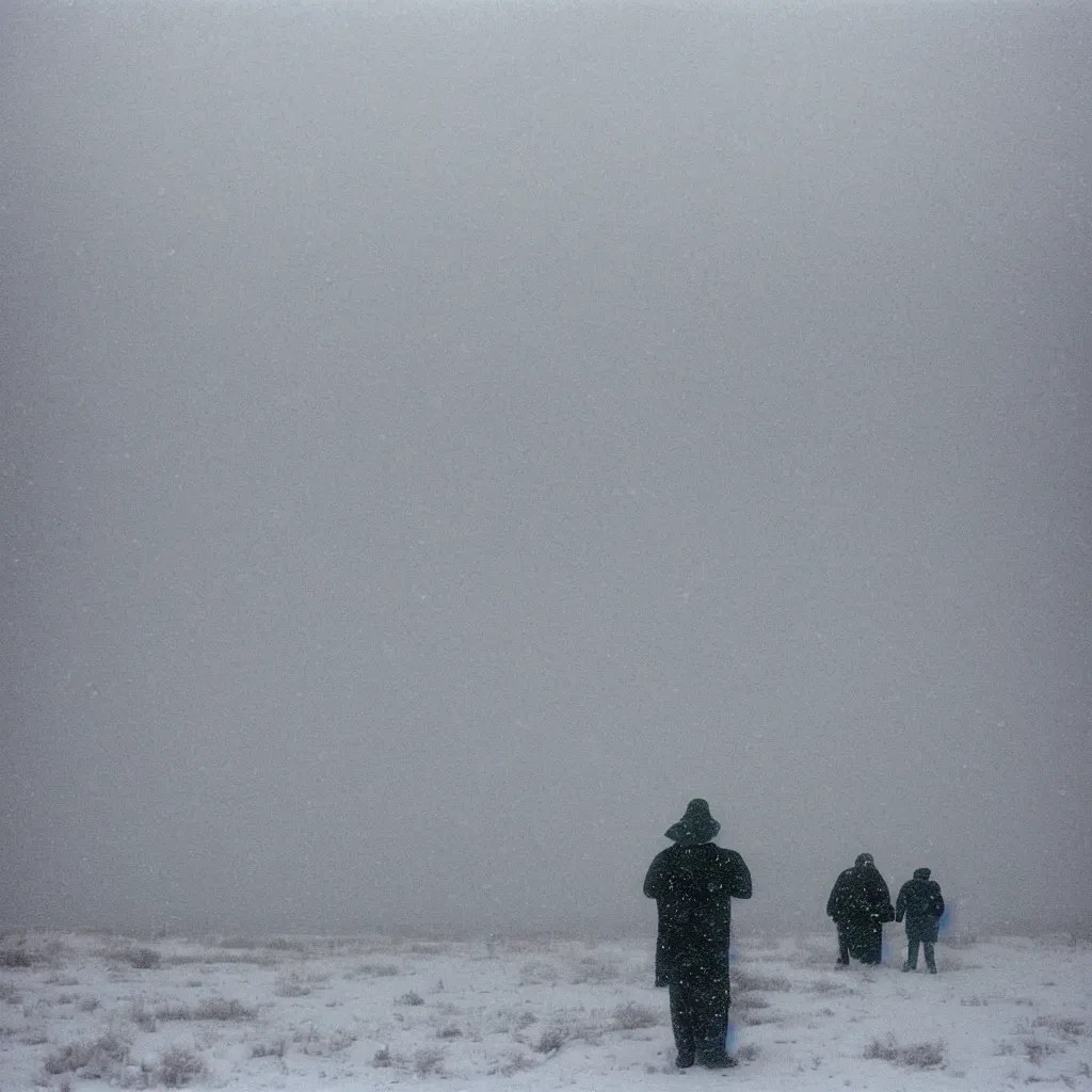 photo of shiprock, new mexico during a snowstorm. a Stable Diffusion