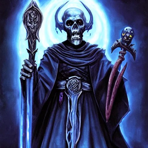 undead lich, vecna (d&d) dressed in dark blue robes, Stable Diffusion