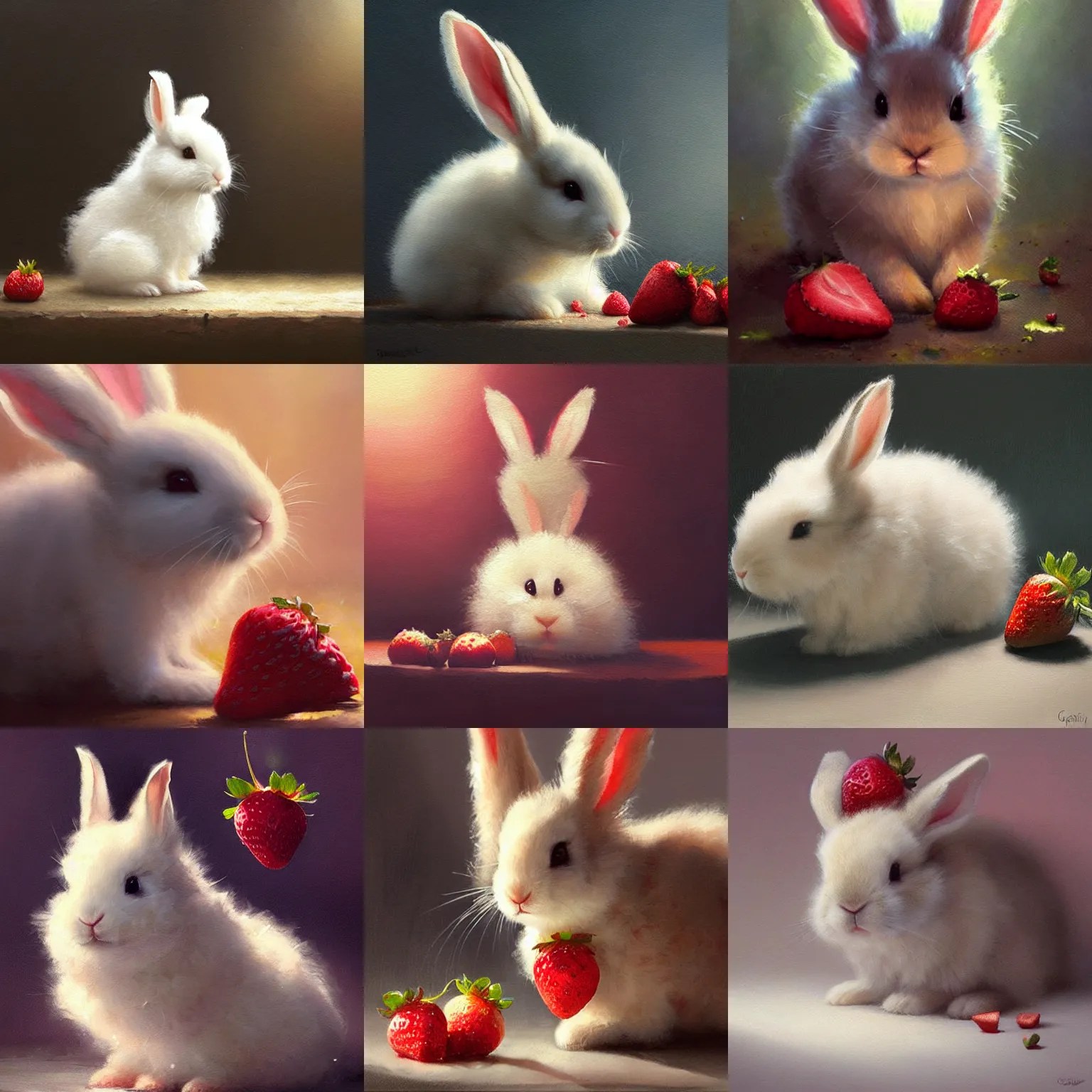 cute, cuddly, fluffy little bunny looking at a Stable Diffusion OpenArt