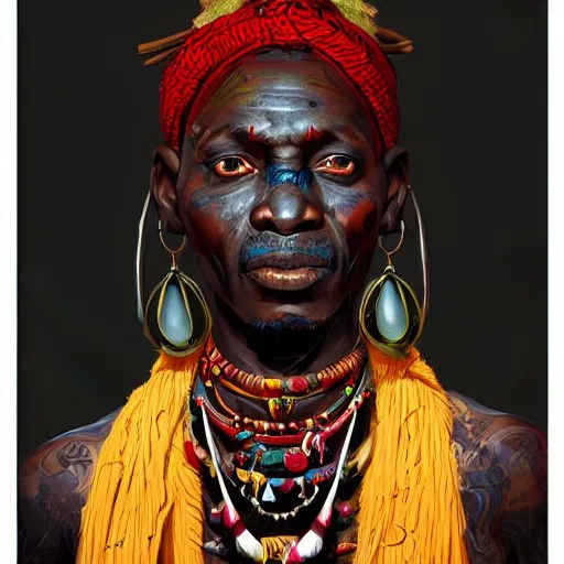 an african voodoo shaman with a ruby in his forehead, Stable Diffusion