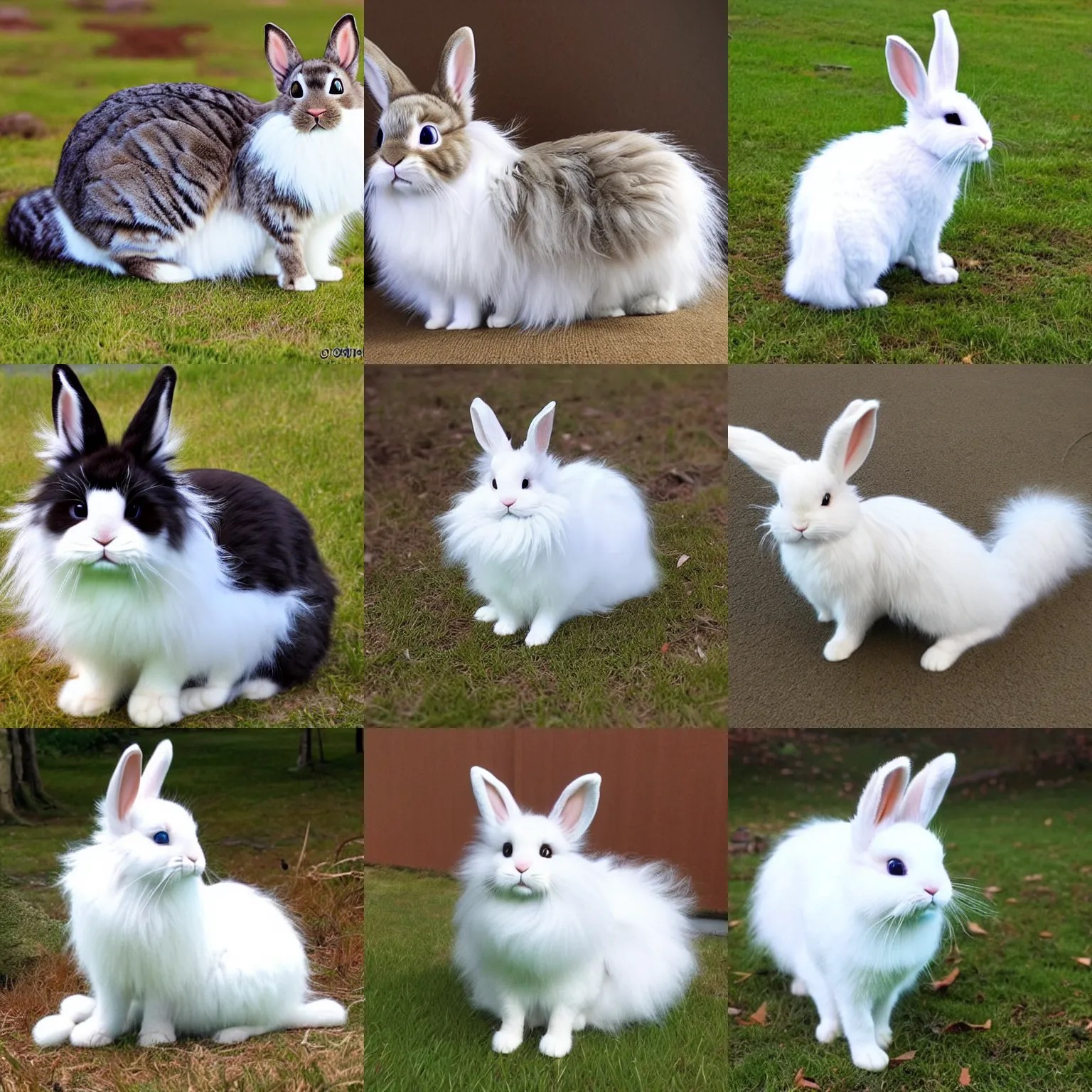 Realistic bunnycat hybrid with long curly white Stable Diffusion