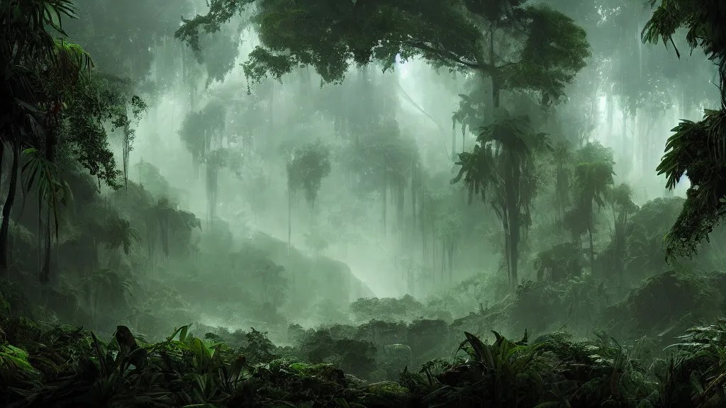 deep jungle from another world, beautiful jungle Stable Diffusion