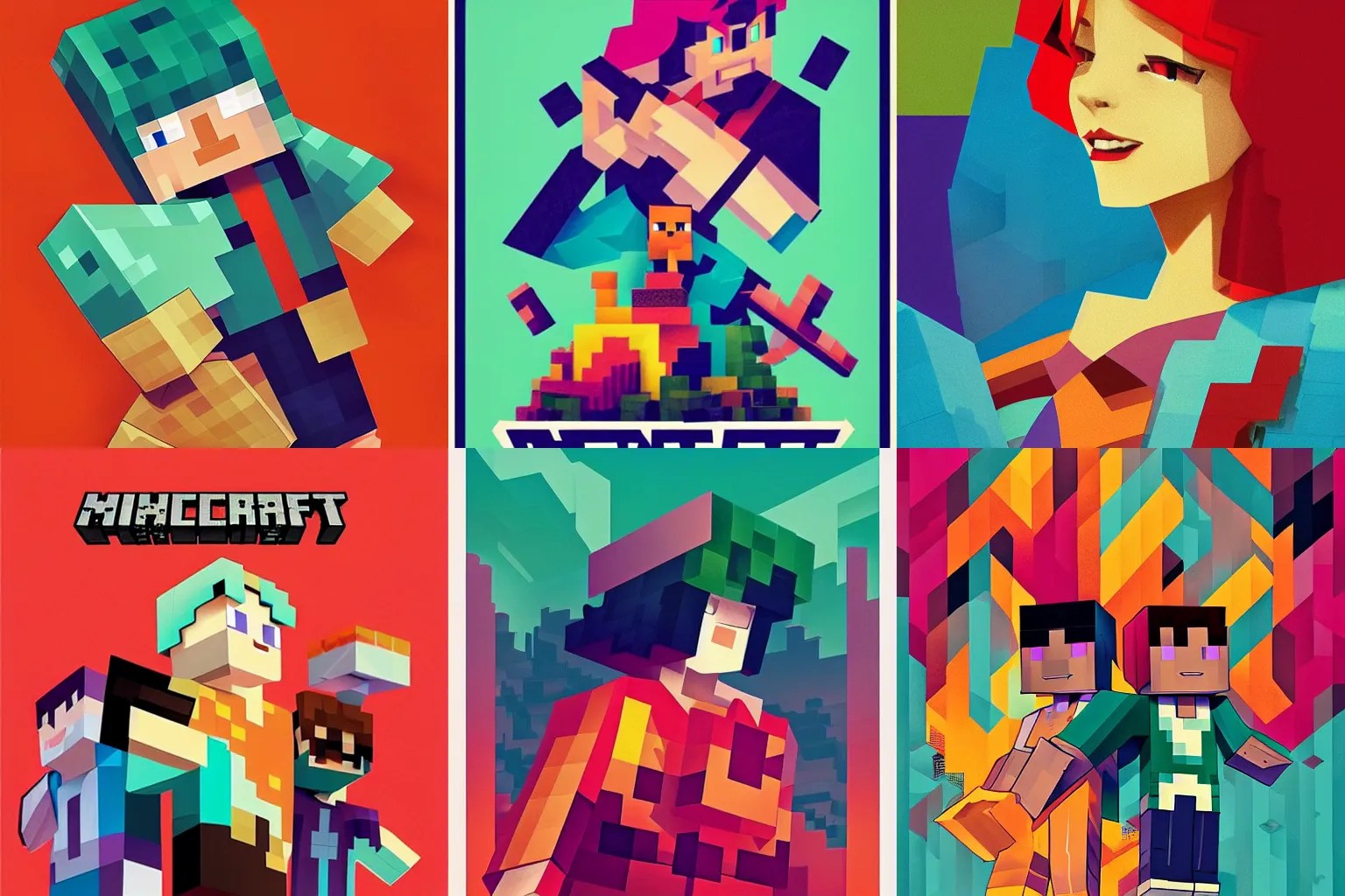 minecraft poster, Vibrant, by Sachin Teng + Karol Bak Stable