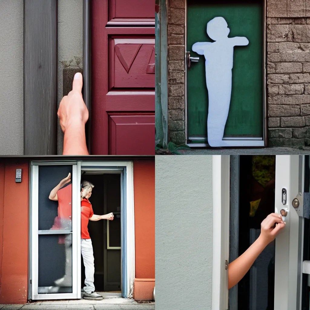 a person banging on a door and saying Let me in! Stable Diffusion