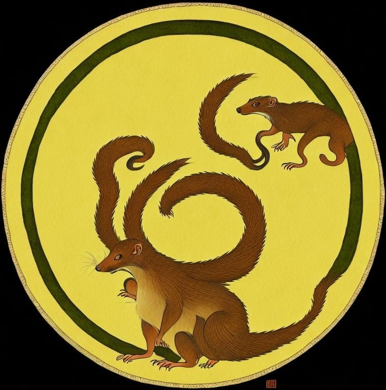 Japanese Mon of the silhouette of a Mongoose, Dark G... OpenArt