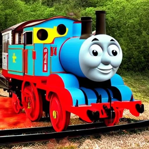 Thomas the train with a red face OpenArt
