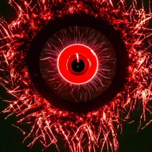evil red eye in a black void
