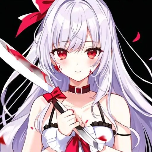 yandere knife with lots of blood OpenArt