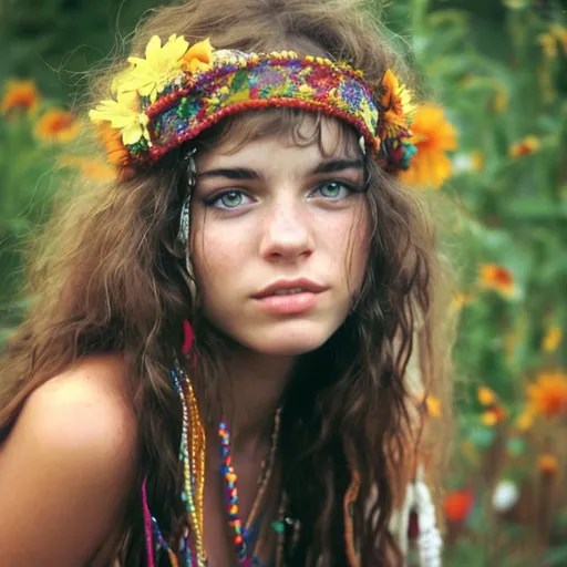 Woodstock hippie beautiful girl