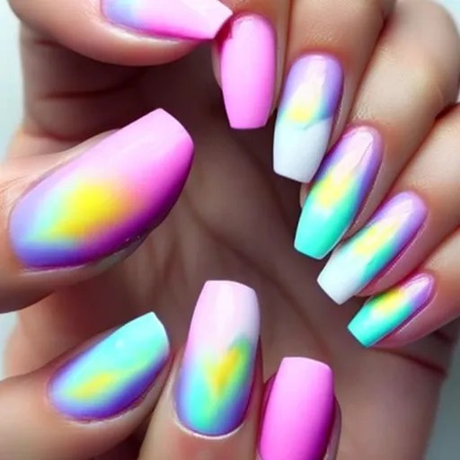 Unicorn coloured nail art