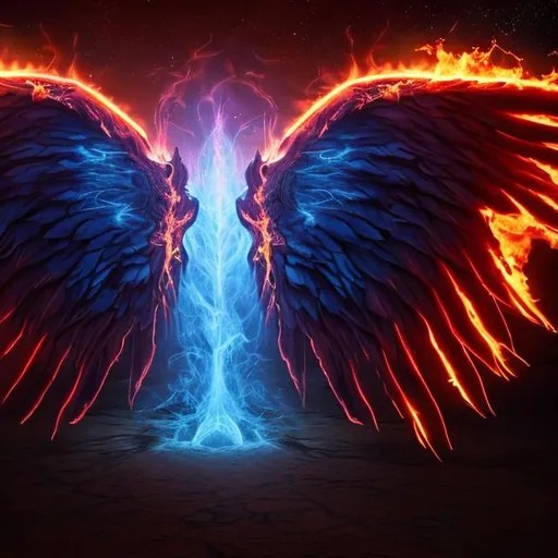 desert fire supernatural entity demon wings eyes... OpenArt