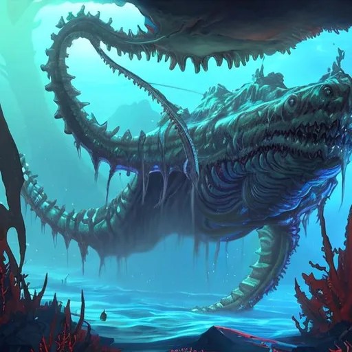 draw a concept art of a ghost leviathan in the Lost...