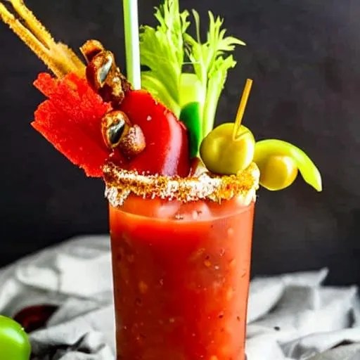 A bloody Mary with extravagant garnish