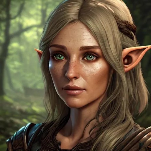 Woman, wood elf, 8k, Skyrim, woodland, beautiful, ph... OpenArt