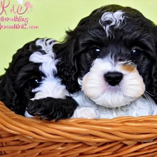 cute cavapoo puppies with a bath