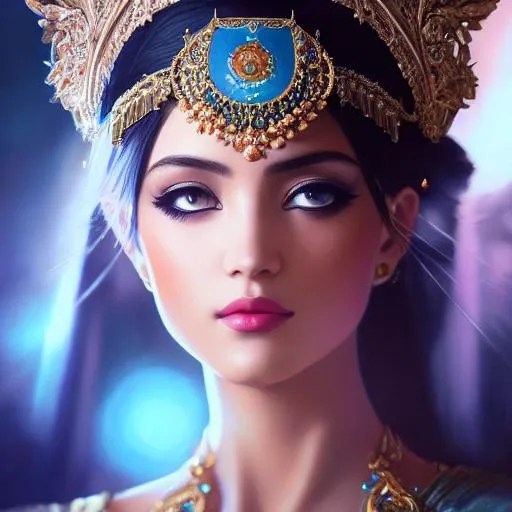 Monkey empress, green eyes, wearing a long red and b... OpenArt