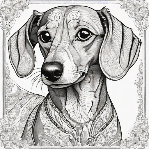 coloring book template, dachshund, coloring page for...