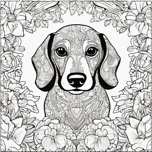 coloring book template, cute, dachshund, coloring pa...