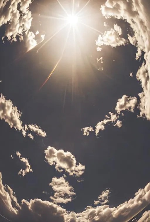 shades of light brown, lens flare, wideangle, fishey...