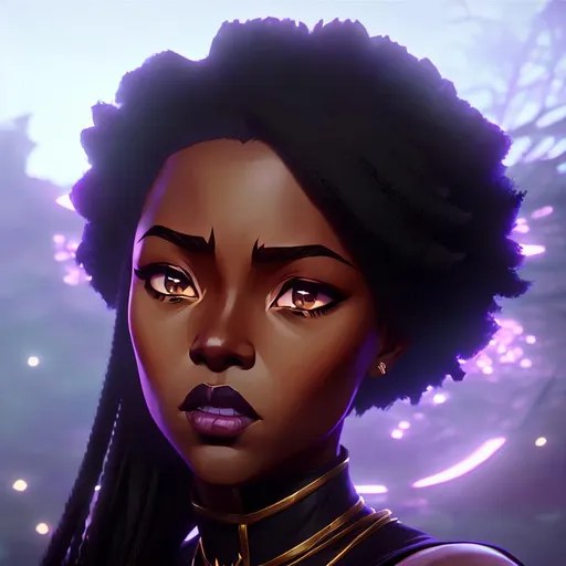 black girl, queen, anime Character Portrait, Symmetr...