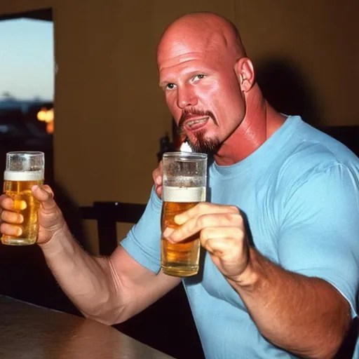 Stone Cold Steve Austin drinking a beer