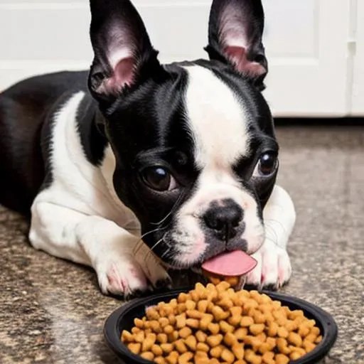 boston terrier eating dog food OpenArt