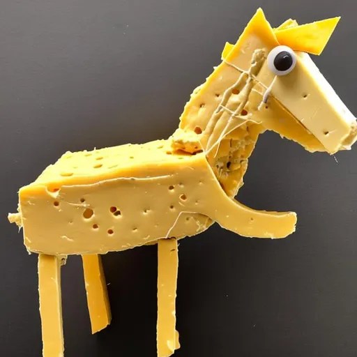 a horse made out of cheese