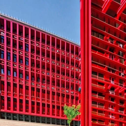 10story office building with a red parametric brick...
