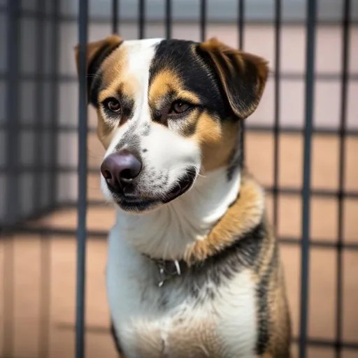 Mix breed dog in dog shelter