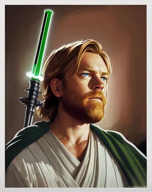 Obiwan Kenobi ((Ewan Mcgregor) as Jesus with a gree...