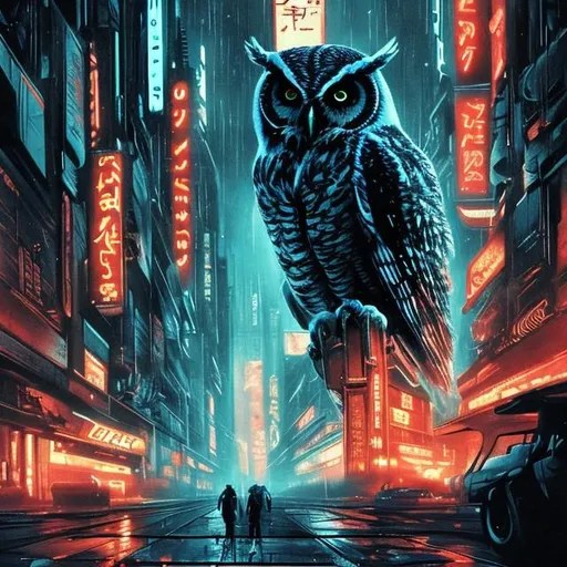 An owl inspires by the movie Blade Runner anime art