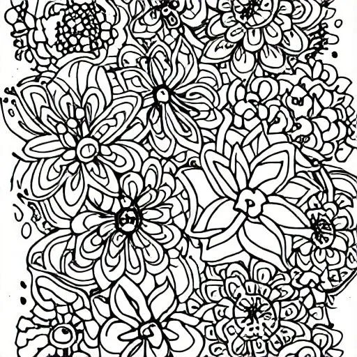 coloring page flowers realistic