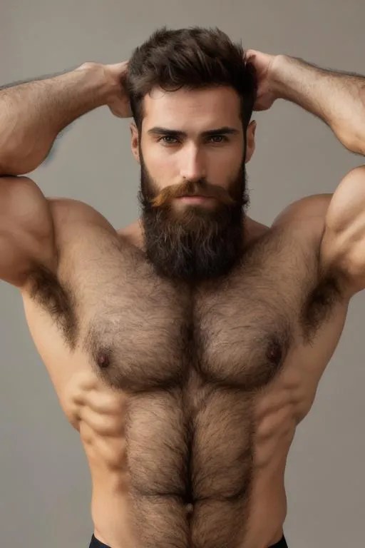male thief, medium musculature, very hairy chest, sh... OpenArt