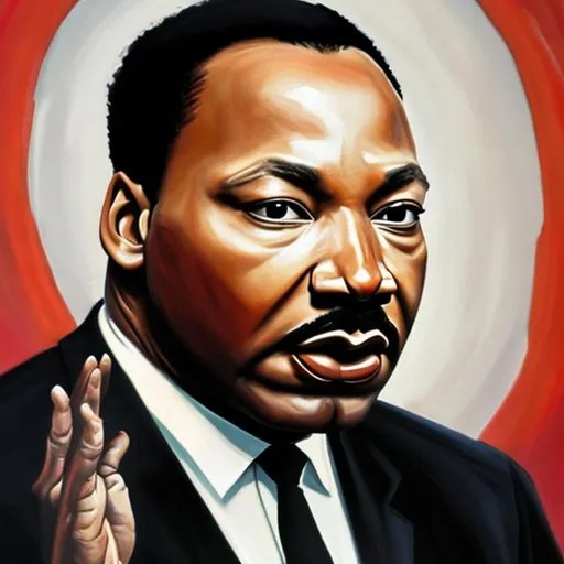 Hyperrealistic painting of Martin Luther King on th...