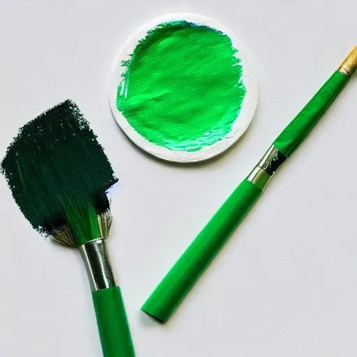 green paintbrush painting over white papers OpenArt