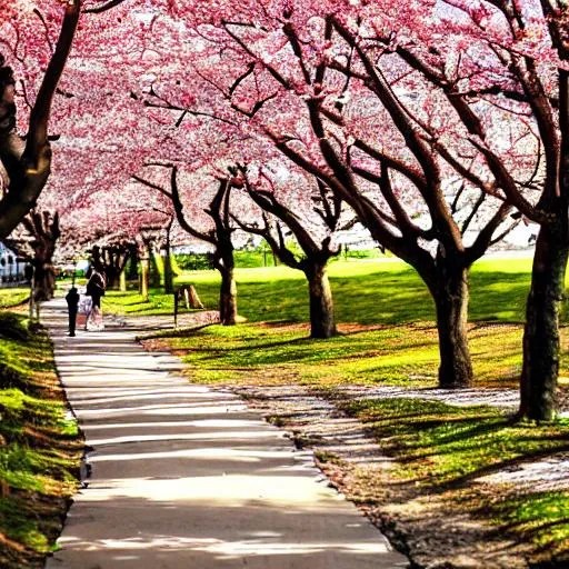 cherry blossom trees, cherry blossoms, pathway, flow...
