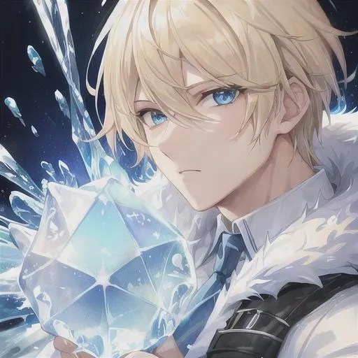 Cool, Blonde Hair, Blue Eyes, Ice, Male Character
