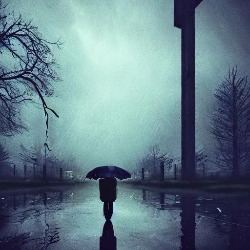 sorrow, dystopian, rain, trees, ruin, landscape, sto... OpenArt