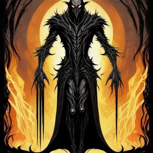 Make a graphic novel style painting of a tall, dark... OpenArt