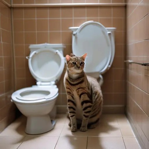 cat sitting in a toilet