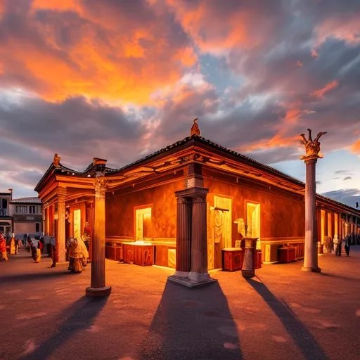 A reconstructed roman house at Pompeii archeological...