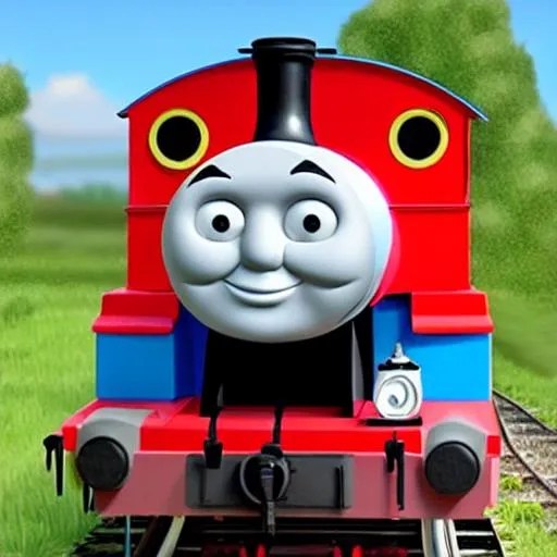 Thomas the train with a red face OpenArt