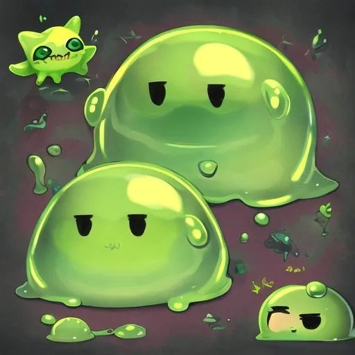 slime pet, slime companion, friend, green, videogame...